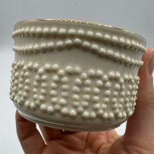 Lenox Ivory with Gold Rim Tealight Candle Holder Dotted Design